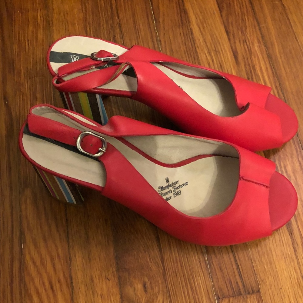Elisabeth Shoes Open-Toed Sling Backs Cork Heel